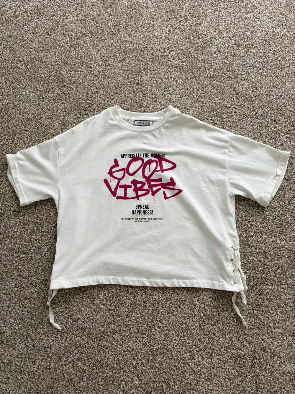 Good Vibes Graphic Tee - Cream with Magenta Print
